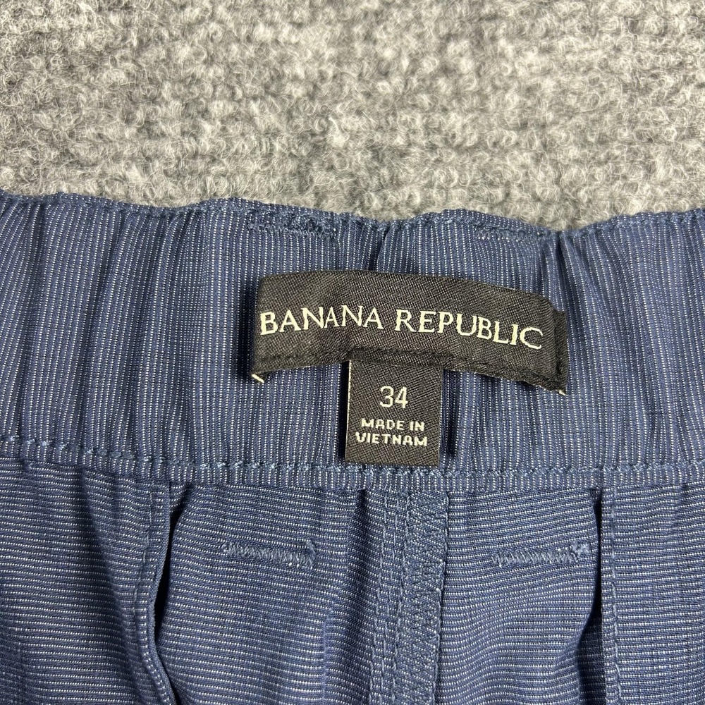 Banana Republic Shorts Mens 34 Blue Flat Front Chino Stretch‎ Casual 10 Inseam - Picture 2 of 5